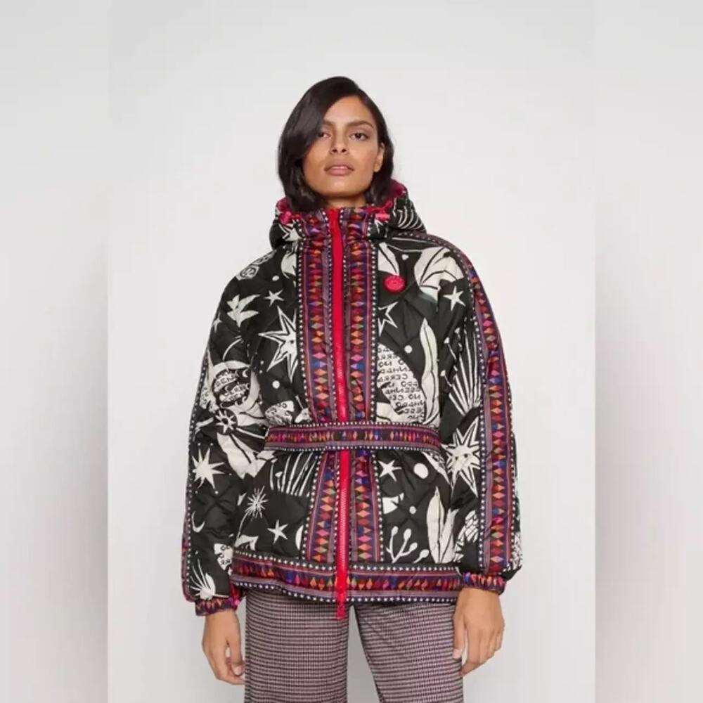 Farm Rio Cerrado Sky Reversible black puffer jacket size XL